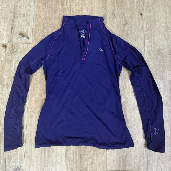 Paradox Tops - Paradox Women's Purple Long-Sleeve Quarter Zip Top with Pink Trim
